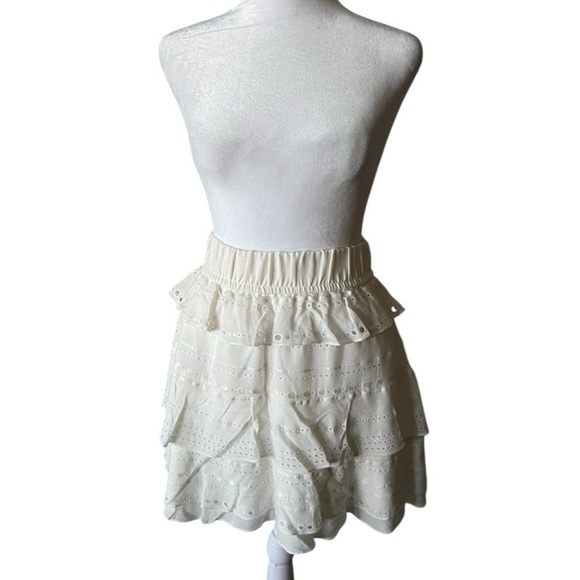 Cream Ruffled Mini Skirt